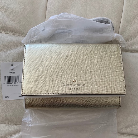 NEW Kate Spade Cami Metallic Gold Crossbody Bag - Picture 7 of 12